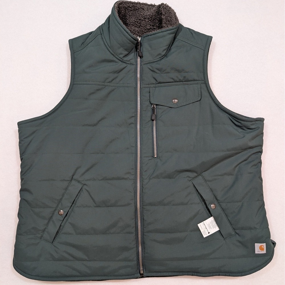 Carhartt Puffer Vest 2X Nylon Olive Womens Reversible Sherpa Insulated 103907